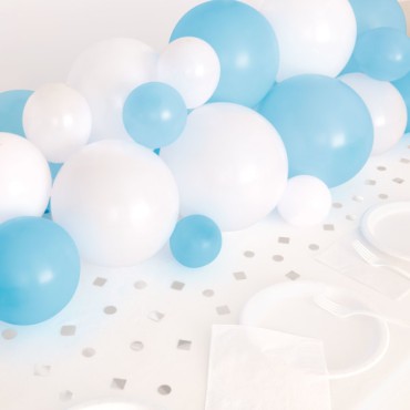 Unique Party Light Blue-White Balloon Table Runner with Silver Foil Confetti 91cm UP-74950
