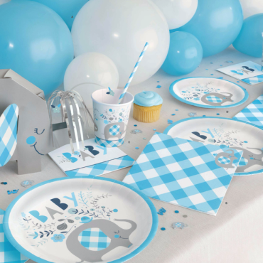 Unique Party Hellblau-Weiss Ballon Tischläufer mit silbernem Folien-Konfetti 91cm UP-74950