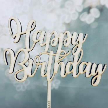 Cake Topper Happy Birthday Calligraphic Font