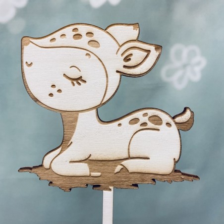 Baby Deer Cake Topper - Wooden Cake Topper Bambi - Woodland Cake Topper