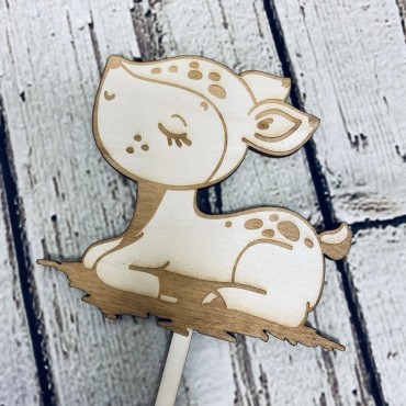 Baby Deer Cake Topper - Wooden Cake Topper Bambi - Woodland Cake Topper