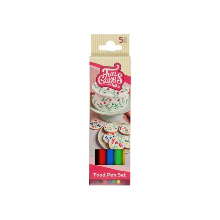 FunCakes Lebensmittelfarbstift Set Primärfarben – 5 Farben essbare Filzstifte