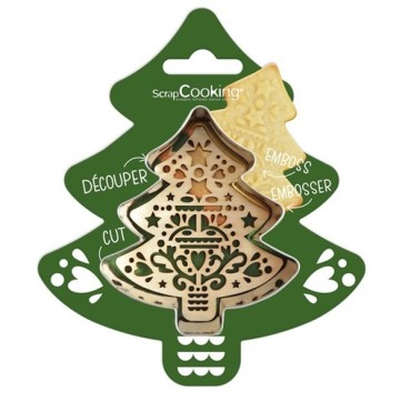 Christmas Tree Cookie Cutter & Embosser Scrapcooking 3700392420925