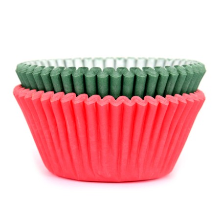 House of Marie Baking Cupcake Liners Christmas Plain Mix Red-Green HOF-1852416650
