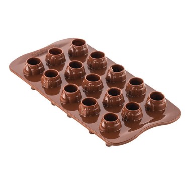 Silikomart Schokolade Silikonform Wichtel Mrs and Mr Brown 15x10ml SM-22.156.77.0065