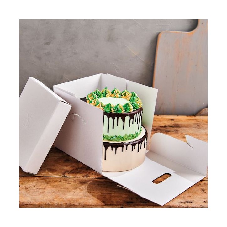 FunCakes Cake Box 25.5x25.5x25cm – sturdy cake transport box with handles