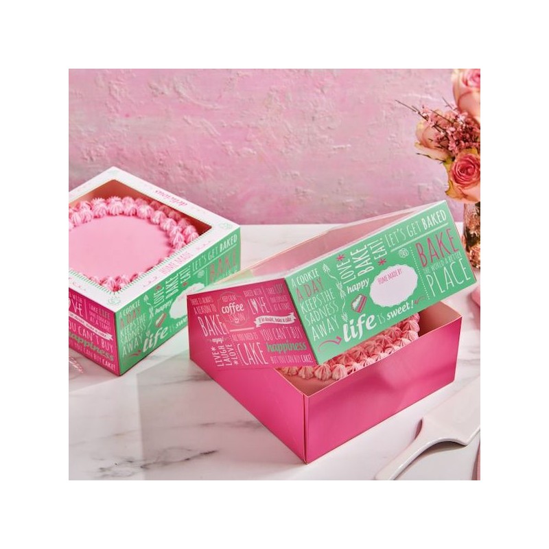 FunCakes 2x Square Cake Box Quotes, 21x21x9cm