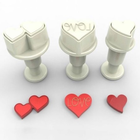 Dekofee Mini Heart Plunger Cutters with Ejector and Embossing Stamp CS-DF0571