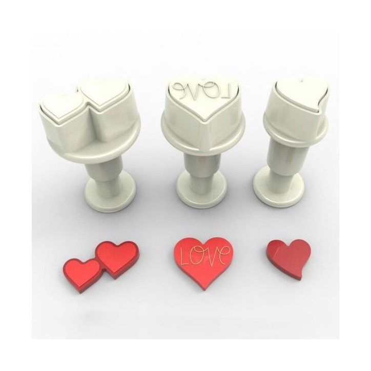 Dekofee Mini Herzen Ausstecher mit Auswerfer Set 3 Stück