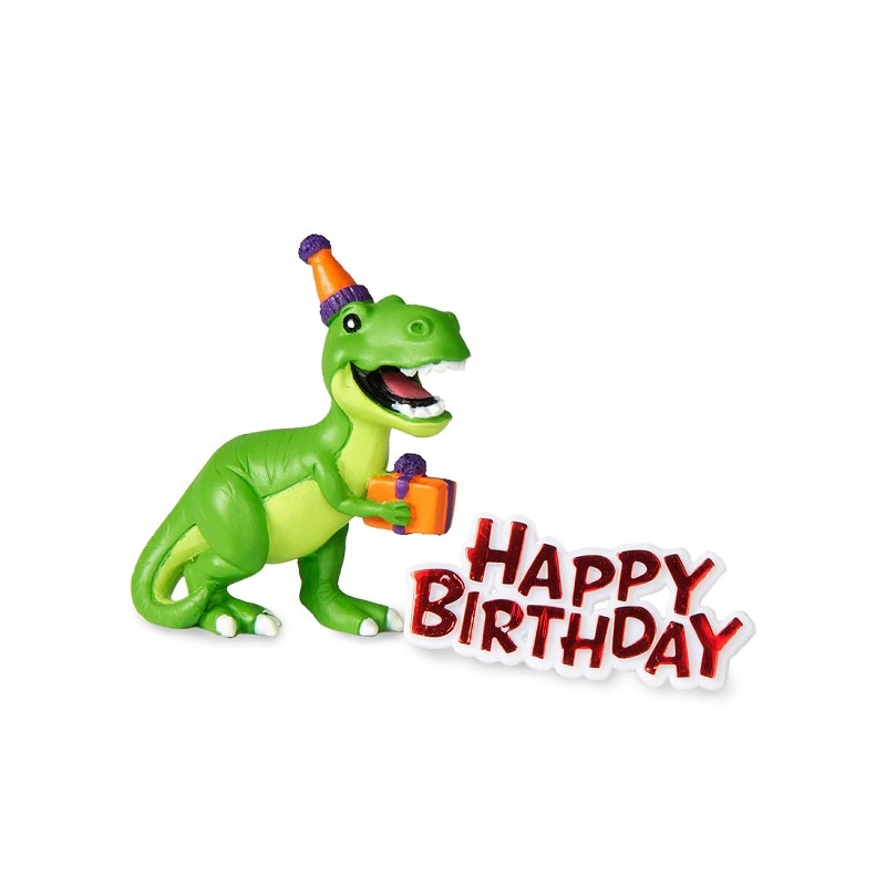 Anniversary House Party Dinosaur Cake Topper with Happy Birthday Motto