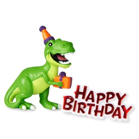 Anniversary House Dinosaurier Tortenfigur mit Happy Birthday Schild 7cm AH-BU311