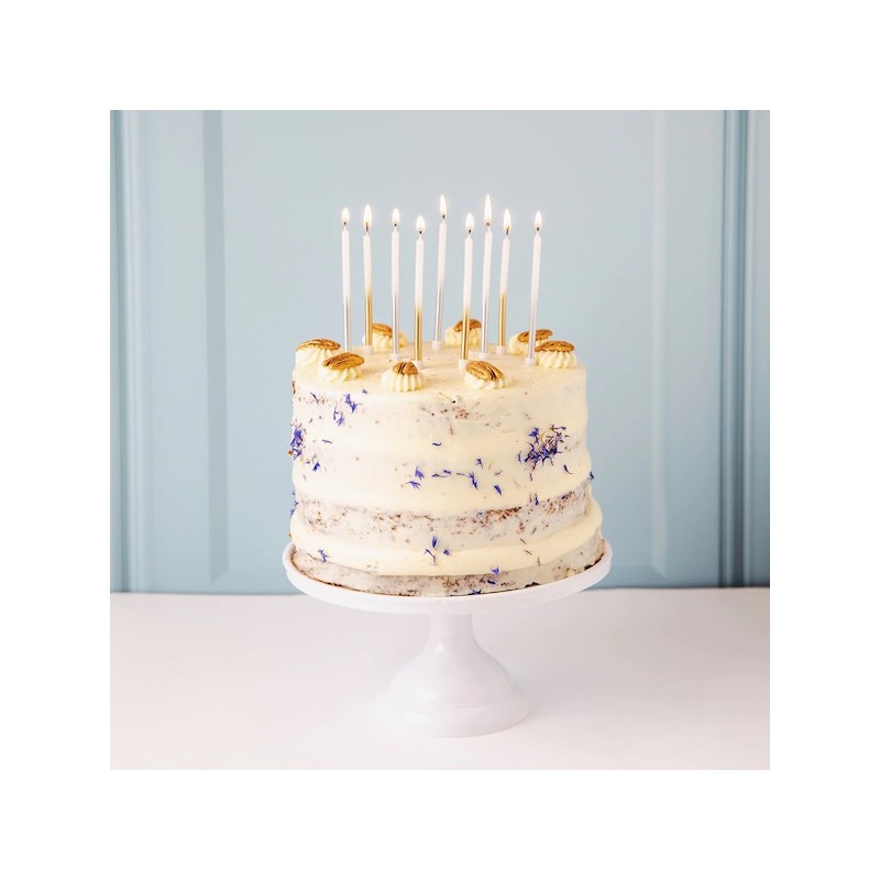 Talking Tables Birthday Candles Luxe White-Silver Ombre, 16 pc