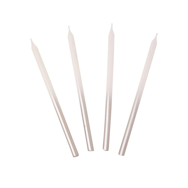 Talking Tables Luxe White Silver Ombre Birthday Candles 16 Pieces