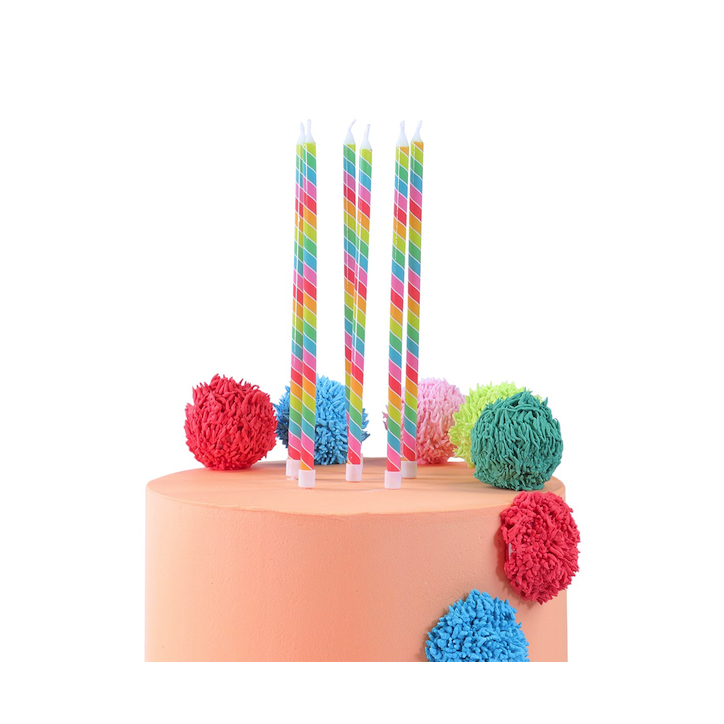 PME Long Rainbow Birthday Candles 18cm 6 Pieces