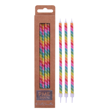 PME Candles Tall Rainbow Stripes with Holders 18cm PME-CA178