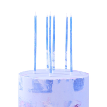 PME Candles Tall Blue Marble with Holders 18cm PME-CA177
