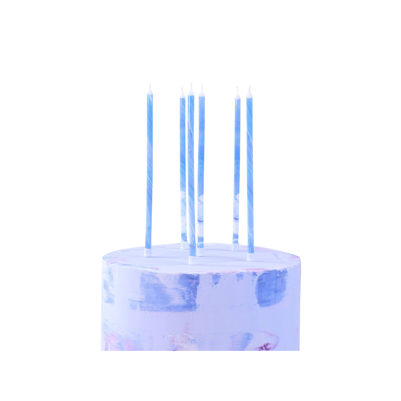 PME Tall Candles Blue Marble, 6 Pcs