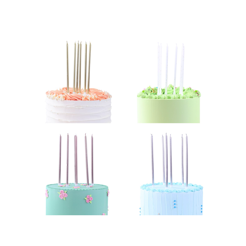 PME Tall Candles Metallic Mix, 16 Pcs