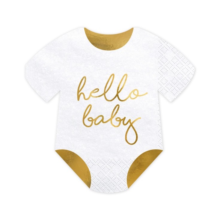PartyDeco Hello Baby Bodysuit Napkins 20 Pieces PartyDeco Hello Baby Bodysuit Napkins 20 Pieces