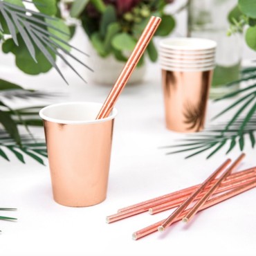 PartyDeco Drinking Cups Rose Gold Foiled 200ml plastic-free PD-KPP35-019R-EU1
