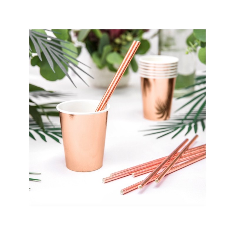 PartyDeco 220ml Party Cups Rose Gold, 6 pcs