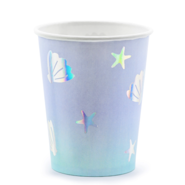 PartyDeco Paper Drinking cups Narwal Iridescent Blue 220ml PD-KPP55-EU1