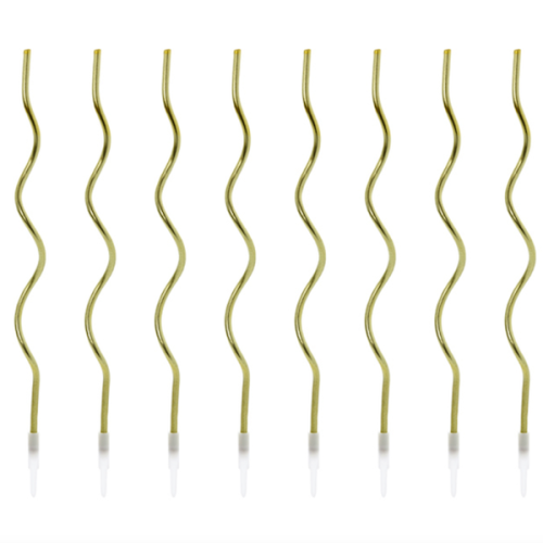 PartyDeco Curly Birthday Candles Gold, 8 pcs PartyDeco Curly Birthday Candles Gold, 8 pcs