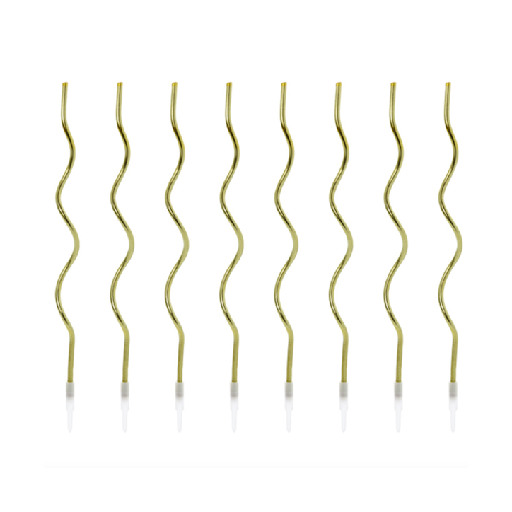 PartyDeco Curly Gold Birthday Candles 14cm 8 Pieces PartyDeco Curly Gold Birthday Candles 14cm 8 Pieces