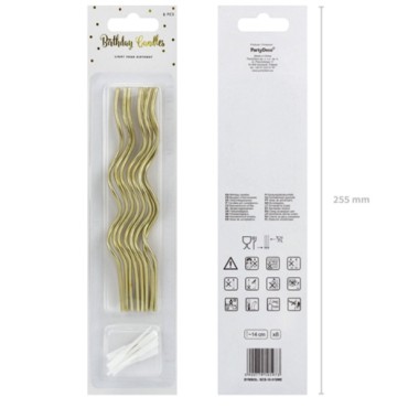 PartyDeco Curly Gold Birthday Candles 14cm 8 Pieces