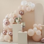Ginger Ray Peach, White and Rose Gold Balloon Arch Kit, 4 Meter
