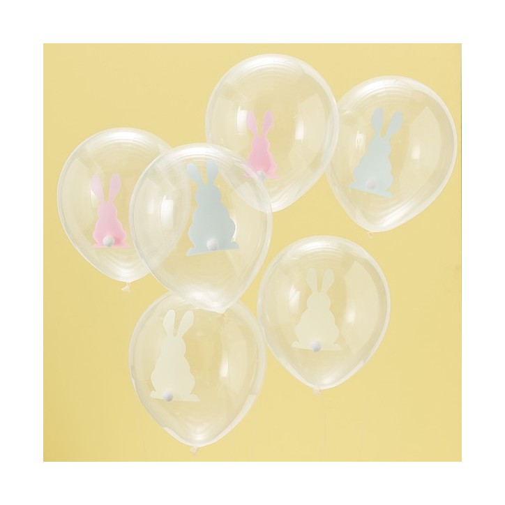 Ginger Ray Easter Bunny Balloons with Pom Poms 9 Pieces Ginger Ray Easter Bunny Balloons with Pom Poms 9 Pieces