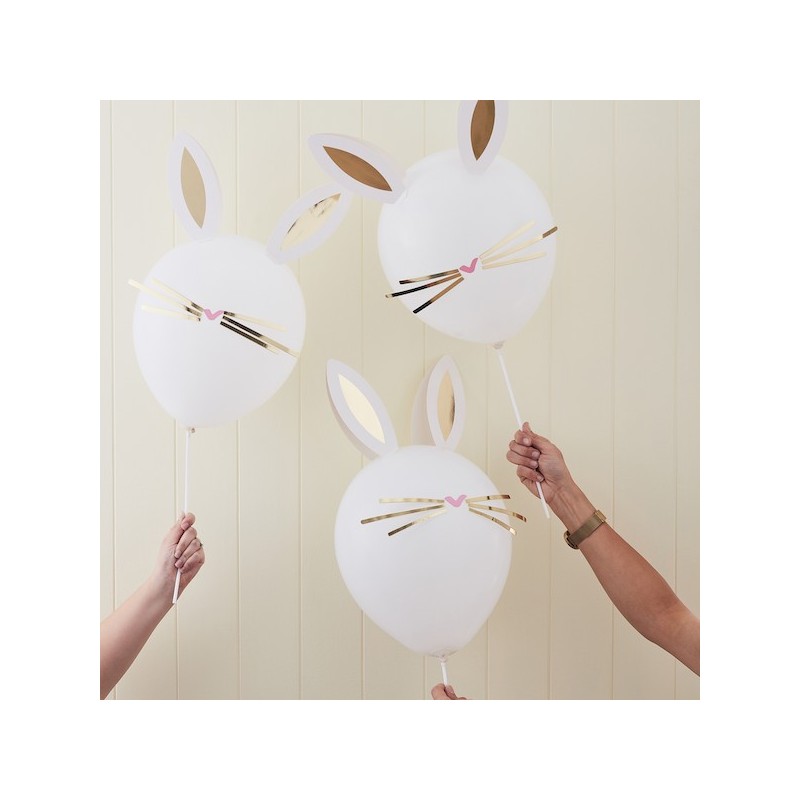 Ginger Ray DIY Easter Bunny Balloons, 5 pcs