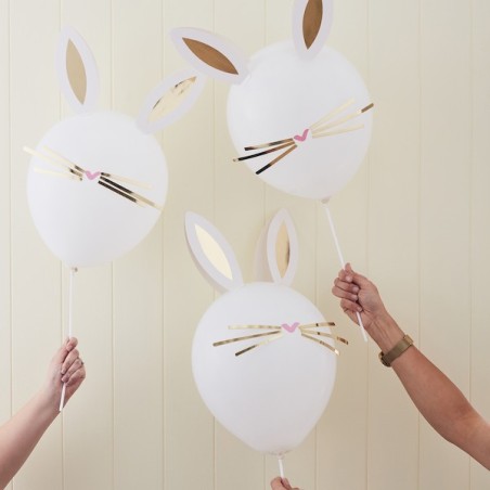 Ginger Ray DIY Easter Rabbit Balloons with Gold Foil 5 Pieces GR-DA-106