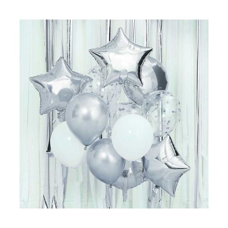 Ginger Ray Metallic Silver Balloon Bundle 12 Pieces Ginger Ray Metallic Silver Balloon Bundle 12 Pieces