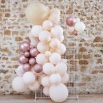 Ginger Ray Pampas White-Peach-Rose Gold Balloon Arch Kit, 70 parts