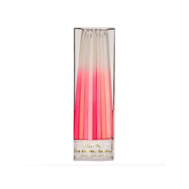 Meri Meri Tall Pink Dipped Tapered Candles, 16 pcs