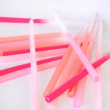 Meri Meri Birthday Candles Pink Dipped Tapered 16 Pieces MM-204490