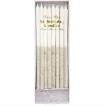 Meri Meri Long Candles Silver Glitter Dipped, 16 Pcs