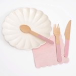 Meri Meri Wooden Cutlery Set Pink, 24 pcs