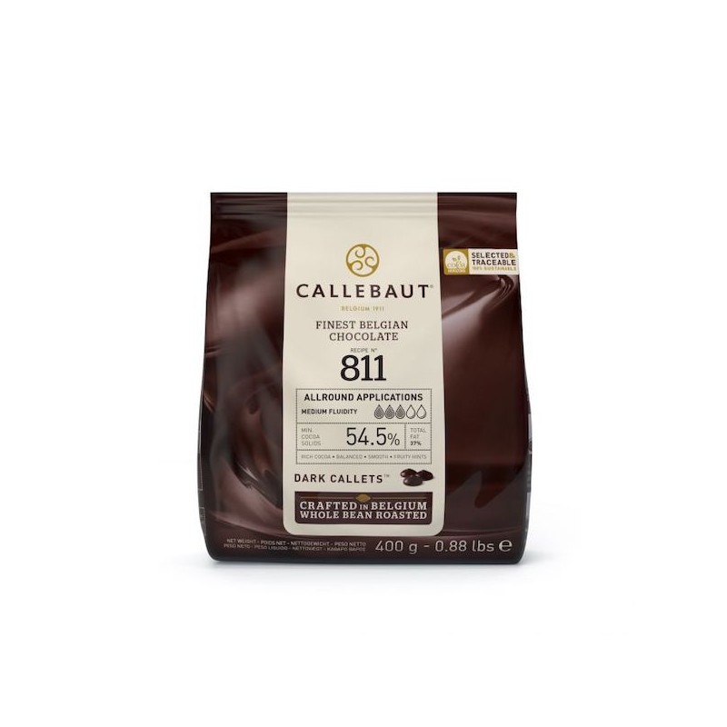 Callebaut 811 Chocolate Callets 53.8% Dark, 400g