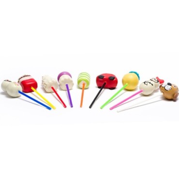 6inch Rainbow Coloured Plastic Cake Pop Lollipop Sticks 25 pcs