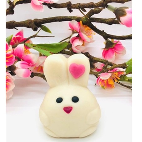 Marzipan Figurine Easter Bunny with Pink Heart 60g - Olo Marzipan Bunny - Marzipan Easter Bunny