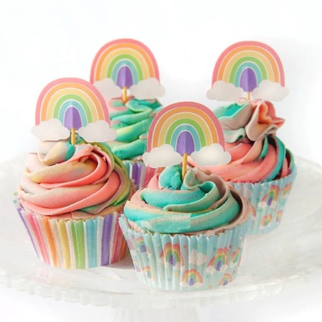 Anniversary House Cupcake Toppers Pastel Rainbow 12 Pieces AH-J148