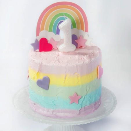 Anniversary House Pastel Rainbow Cake Topper 12x9cm AH-J150
