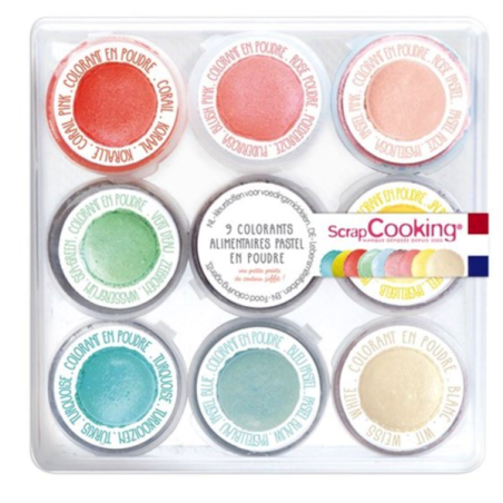 ScrapCooking Mini Pastel Powdered Food Colouring Set 9 Pieces VE-SC4272