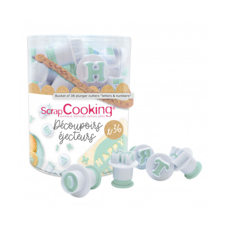 ScrapCooking Letter & Number Cutter Set – 36 Stamp Plungers for Cookies & Fondant
