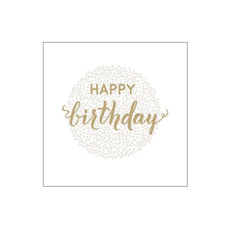 Ambiente Happy Birthday Dots Gold Napkins Confetti, 20 pcs