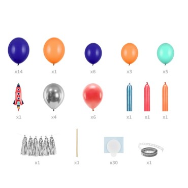 PartyDeco Rocket Balloon Garland 76 Pieces 154cm PD-GBN9