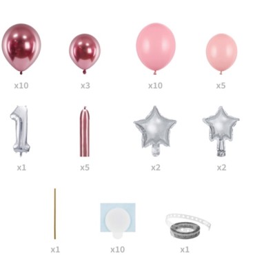 PartyDeco Balloon Bouquet Kit One Pink 50 Pieces 90x140cm GBN7-1-081