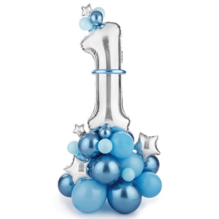 PartyDeco Balloon Bouquet Kit One Blue 50 Pieces 90x140cm GBN7-1-001